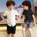 シャツ 子供服 男の子 キッズ 子ども服 子供 子ども ジュニア ストライプ柄 半袖 白 黒 パーティー おしゃれ 韓国子供服 ワイシャツ 90/100/110...