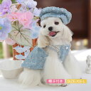 犬服 ワンピース 春夏 スカート ドレス 可愛い デニム風 ペット服 ドッグウェア ベレー帽付き 帽子 花 お姫様 犬用 洋服 小型犬 中型犬 ワンちゃん 猫服 お散歩 お出掛け インスタ映え お出かけ 記念撮影