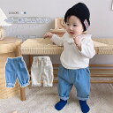 ベビー パンツ キッズ ジーンズ ジーパン デニムパンツ 子供 デニム ワイドパンツ ボトムス プチプラ ロングパンツ ウエストゴム 長ズボン 男の子 女の子 カジュアル ゆったり 通園 おしゃれ 暖かい カジュアル お出かけ 春秋冬