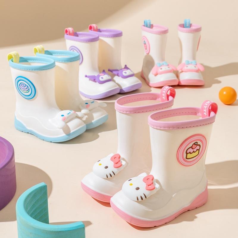 乐天商城 - ハローキティ (Hello Kitty) 子供用長靴 レインブーツ 雨靴 キッズ ベビー 女の子 男の子 雨対策 防水 防滑 立体的 無地 かわいい 可愛い 長靴 通学 お出かけ
