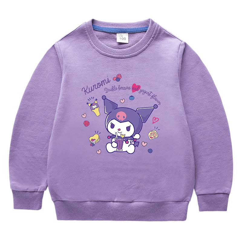乐天商城 - クロミ（kuromi）長袖 トレーナー スウェット パーカー トップス キッズ コットン 綿 子供服 男の子 女の子 カジュアル ガールズ ボーイズ 春秋冬 裹起毛