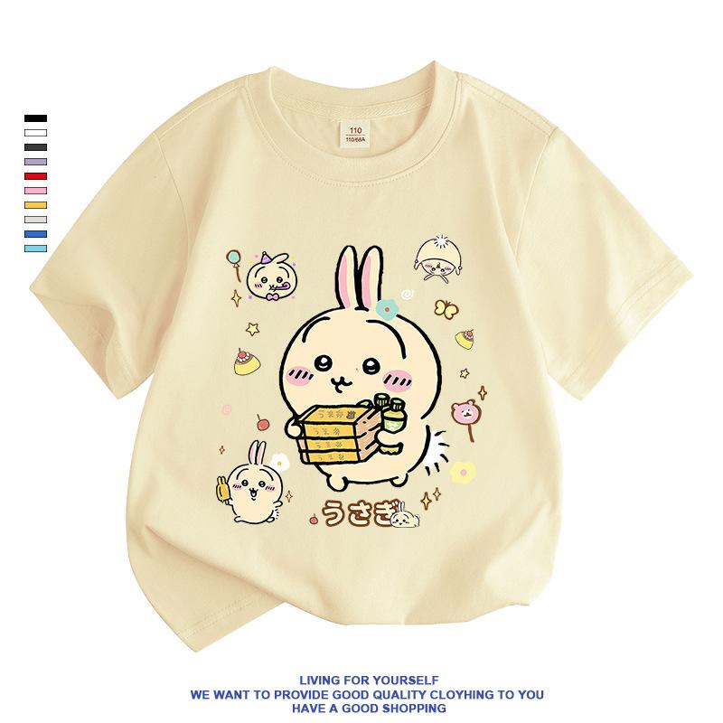 Rakuten - なんか小さくてかわいいやつ ちいかわ うさぎ ハチワレ女の子 Tシャツ お揃い ペア 半袖シャツ 服 tシャツ レディース カットソー ギフト ゆったり ルームウェア