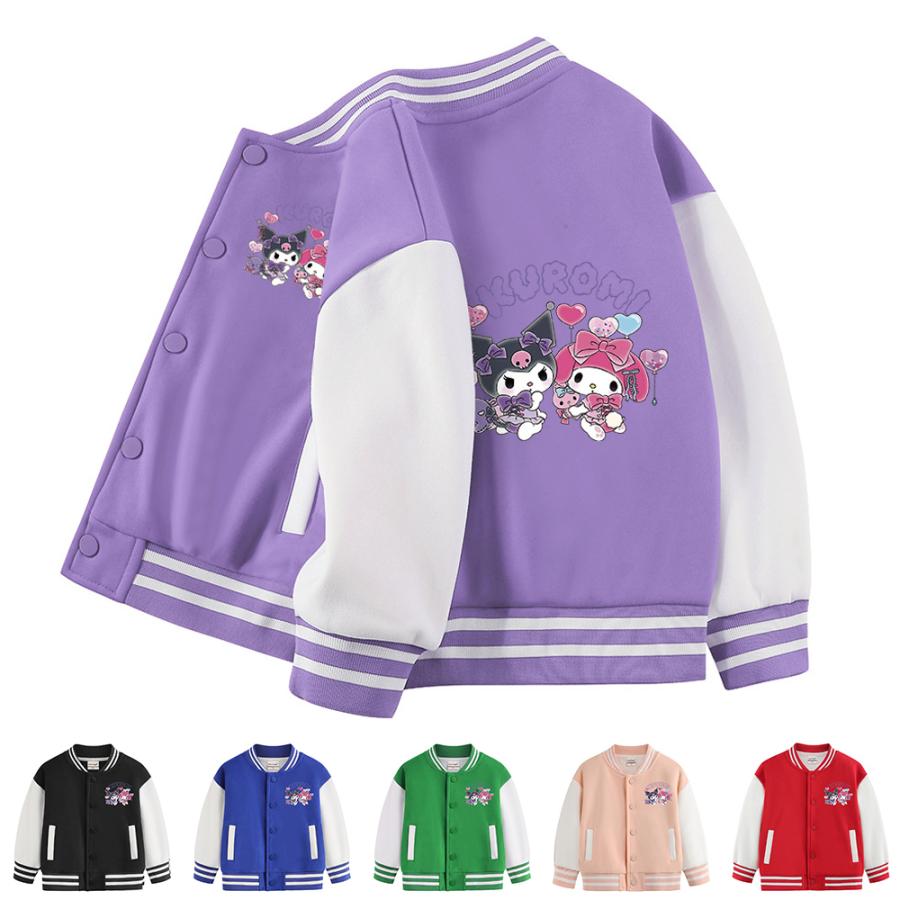 Rakuten - クロミ (Kuromi) スタジャン 子供服 スカジャン キッズ 男の子 女の子 アウター ジップアップ ジャケット ブルゾンジャンパー 春秋裏ボア おしゃれ コットン100%