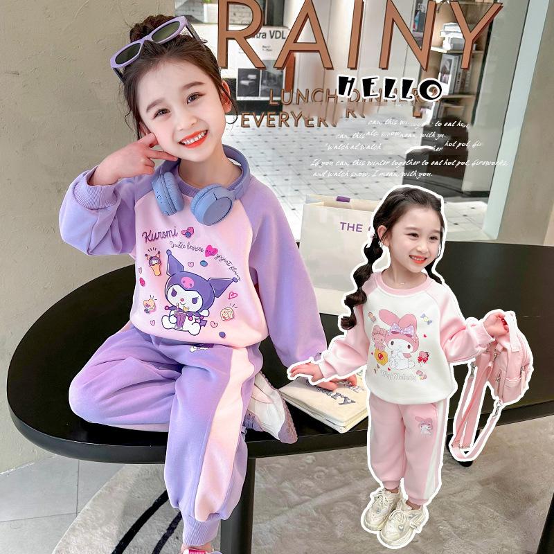 Rakuten - クロミ（kuromi） スウェット ガールズ 子供服 セットアップ スポーツウェア キッズ 女の子 ジュニア パーカー 上下2点セット スポーティー プリンセス かわいい