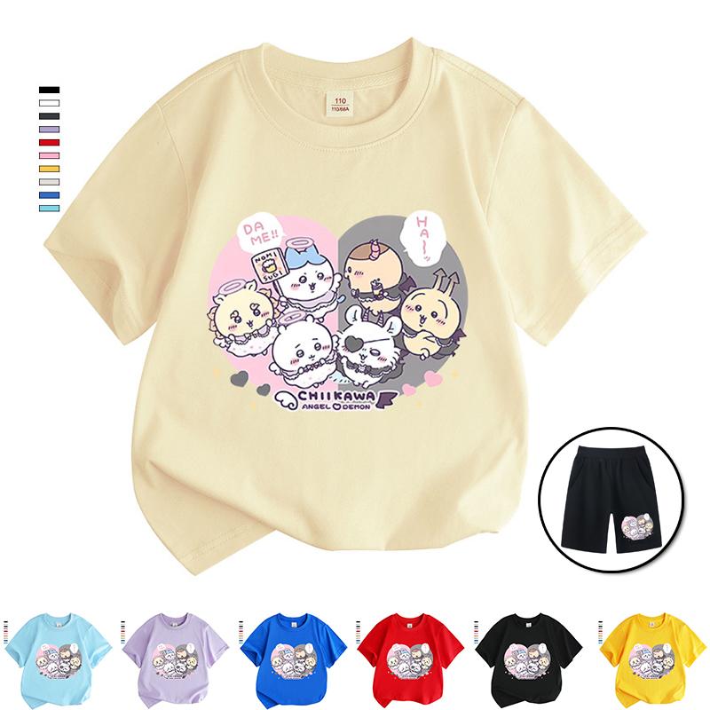 Rakuten - なんか小さくてかわいいやつ ちいかわ うさぎ ハチワレ女の子 Tシャツ お揃い ペア 半袖シャツ 服 tシャツ レディース カットソー ギフト ゆったり ルームウェア
