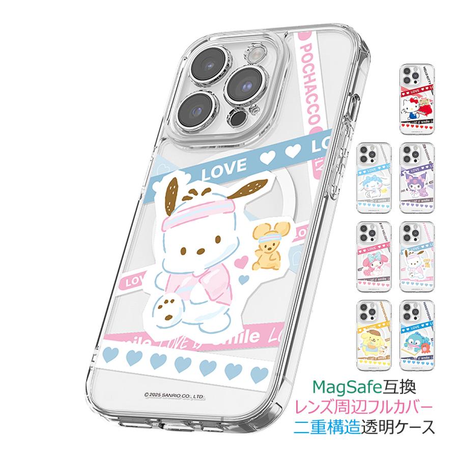 Rakuten - Sanrio Characters Love Line Clear Lens Guard Magnetic ケース MagSafe互換 iPhone 17e Air 17 Pro Max 16e 16 Plus 15 14 13 mini 12