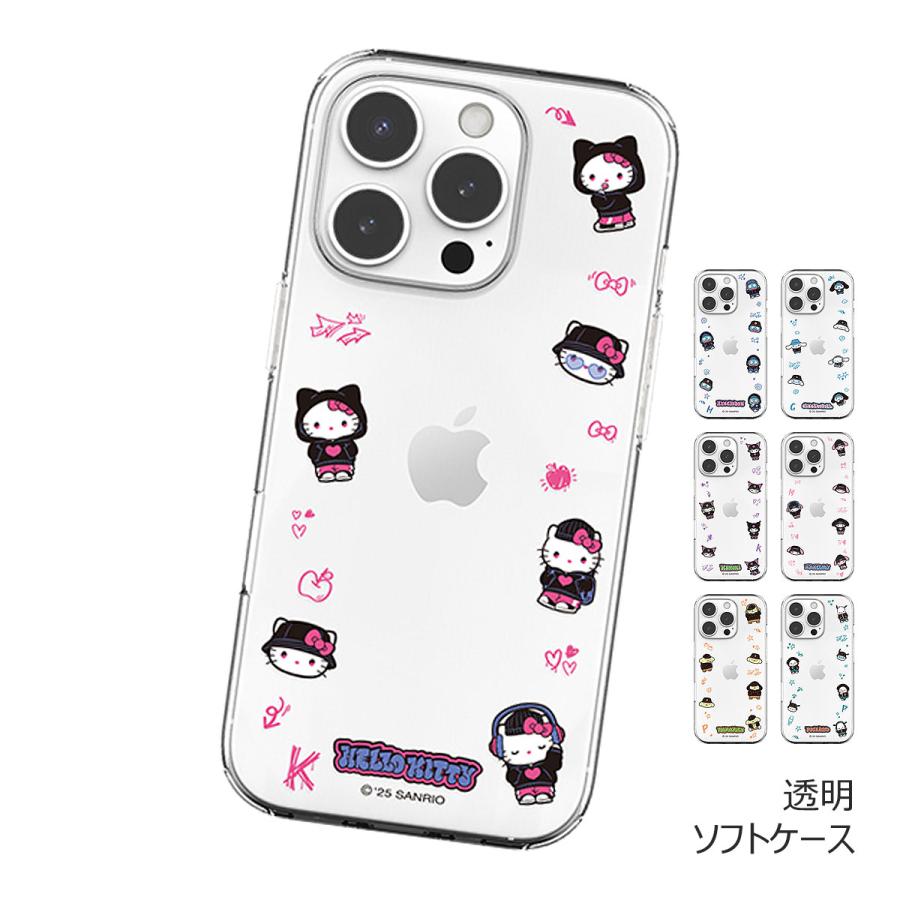 Rakuten - Sanrio Characters Hip-hop Clear Jelly ケース iPhone 17e Air 17 Pro Max 16e 16 Plus 15 14 SE3 13 mini 12 SE2 11 XS XR X 8 7