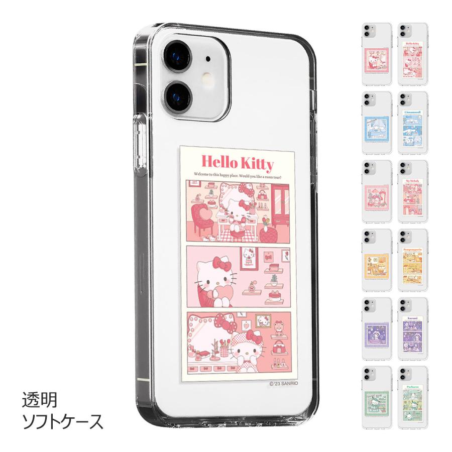 乐天商城 - Sanrio Characters Room Tour Clear Jelly ケース iPhone 17e Air 17 Pro Max 16e 16 Plus 15 14 SE3 13 mini 12 SE2 11 XS XR X 8 7