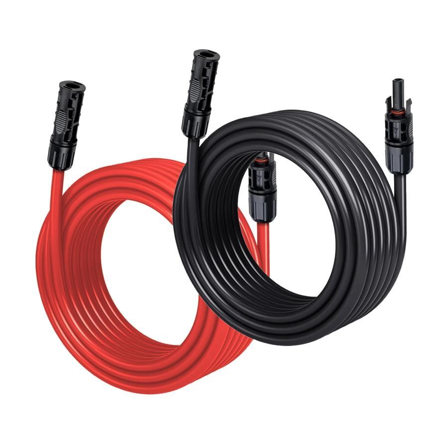 MC4 延長 ケーブル 1500V 5m ソーラー ソーラーパネル接続用 コネクタ付きソーラー用ケーブル MC4コネクター 4SQ 2本/1セット（5m赤+5m黒）