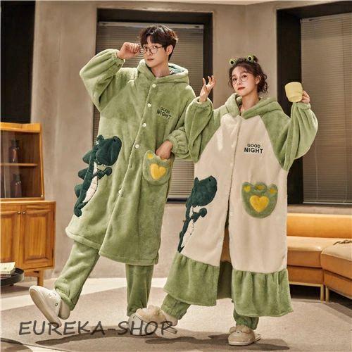 Rakuten - ペアパジャマ 冬 もこもこ カップル ペア ルームウェア セット 前開き 長袖 ペアパジャマ モコモコ メンズ ペアパジャマ カップル 秋冬 結婚祝い プレゼント ペ