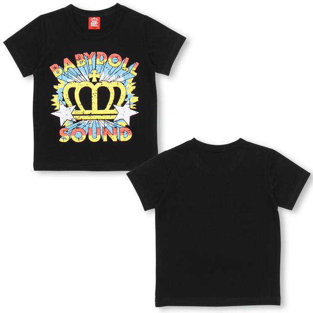 【50％OFF アウトレットSALE】 通販限定 BABYDOLL SOUNDTシャツ-子供服 男の子 女の子 ブラック 80-140cm ベビー キッズ ベビードール starvations-0520K 2018ss_sts