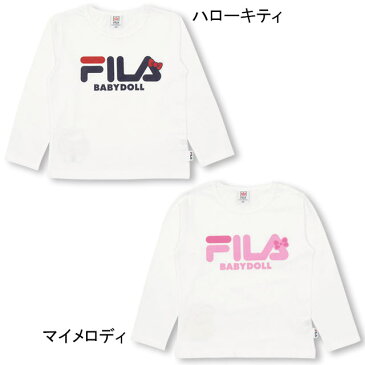 1/24〜【50%OFF ファイナルSALE】サンリオ FILA ロゴ ロンT 1308K ベビードール BABYDOLL 子供服ベビー キッズ 女の子 スポーティ スポーツMIX シンプル ハローキティ マイメロディ