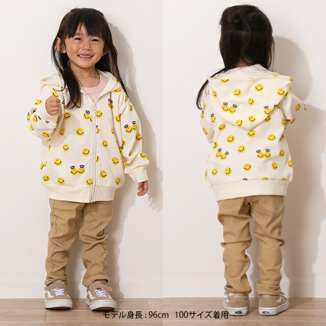 9/11 1:59まで 【60％OFF アウトレットSALE】 スマイリー 総柄 ジップパーカー 5812K ベビードール BABYDOL 子供服L ベビー キッズ 男の子 女の子