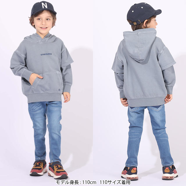 9/11 1:59まで 【60％OFF アウトレットSALE】 親子お揃い 袖フェイク レイヤード パーカー 5945K ベビードール BABYDOLL 子供服 ベビー キッズ 男の子 女の子