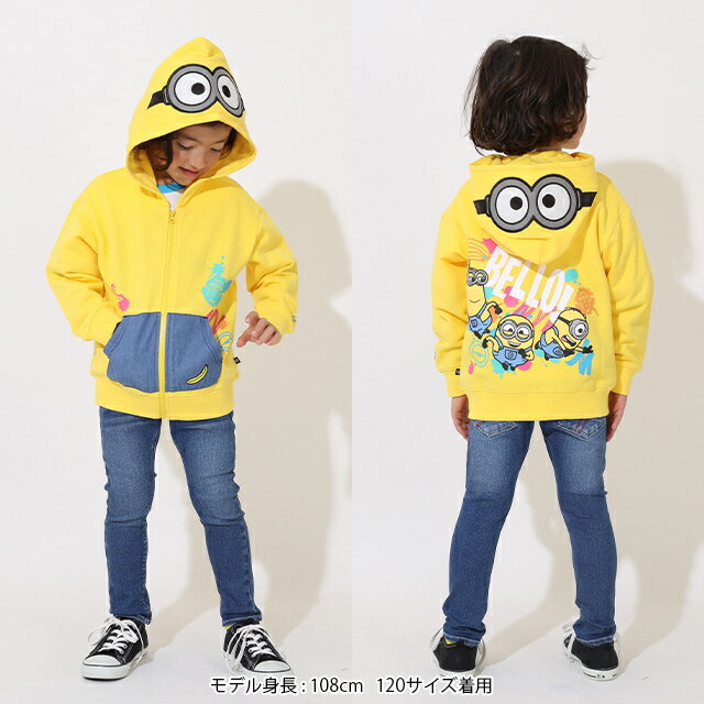 NEW 親子お揃い ミニオン なりきり フード ジップパーカー 9290K ベビードール BABYDOLL 子供服 ベビー キッズ 男の子 女の子 ミニオンズ minions コラボ ハロウィン 衣装 仮装 コスプレ コスチューム クリスマス ミニオンズグッズ