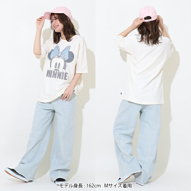 【S20】 親子お揃い ディズニー デニム貼付風 Tシャツ 9466A 綿100% ベビードール ...