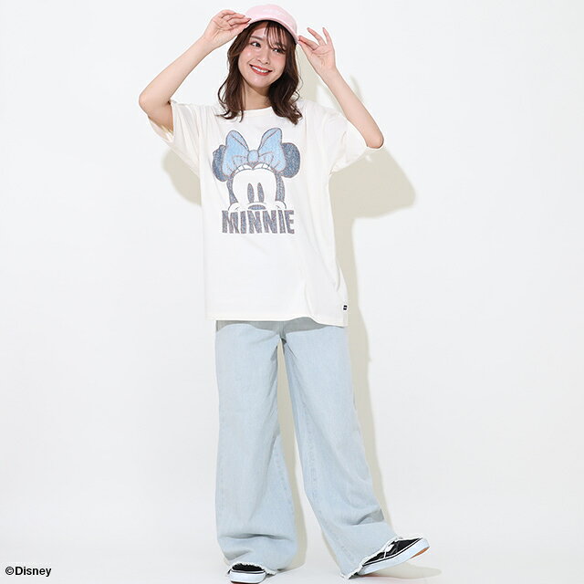 【S20】 親子お揃い ディズニー デニム貼付風 Tシャツ 9466A 綿100% ベビードール ...