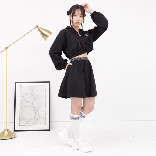 【40%OFF SALE】 PINKHUNT ハーフジップショート丈 パーカー 0356K(ボトムス別売) キッズ ジュニア 女の子 PH ピンクハント ティーンズ 子供服 小学生 高学年 かわいい おしゃれ 中学生 韓国トレンドファッション Cuugal 掲載 セール