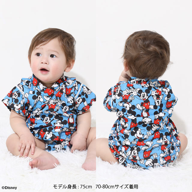 【S30】 ディズニー ミッキー 浴衣 ロンパース 0430B 綿100 ベビードール BABYDOLL...