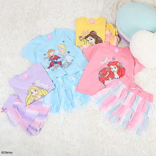 最大1500円OFFクーポン対象★ディズニー プリンセス / Tシャツ × フリル ショートパ...