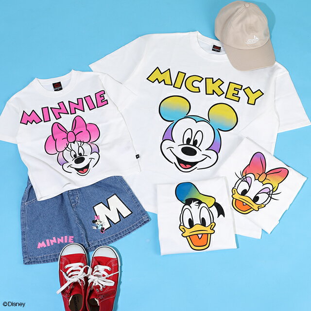 【S40】 親子お揃い ディズニー グラデーション キャラクター Tシャツ 0577K 綿100...
