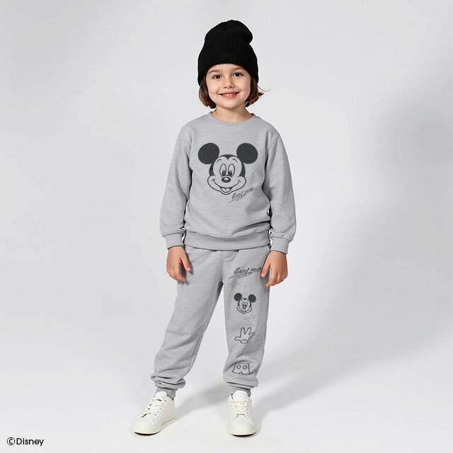 12/8NEW ディズニー キャラクター セットアップ 1204K ベビードール BABYDOLL 子供服 ベビー キッズ 男の子 女の子 DISNEY ミッキー ミニー トレーナー ロングパンツ スウェット 上下セット 2