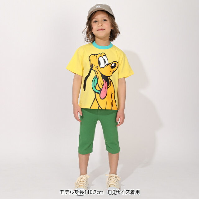 4/6NEW 親子お揃い ディズニー BIGフェイスTシャツ 1483K 綿100％ ベビードール BABYDOLL 子供服 ベビー キッズ 男の子 女の子 DISNEY ディズニーTシャツ ミッキー ミニー ドナルド デイジー プルート グーフィー チップとデール スティッチ