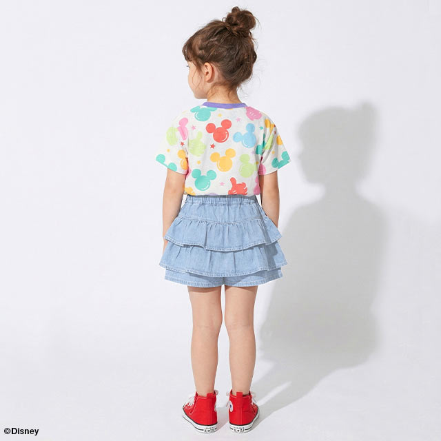 4/6NEW 親子お揃い ディズニー WEB限定 パステル総柄 Tシャツ 1485K 綿100％ ベビ...