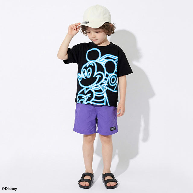 NEW 親子お揃い ディズニー ネオン 蓄光 Tシャツ 1488K 綿100％ ベビードール BABY...