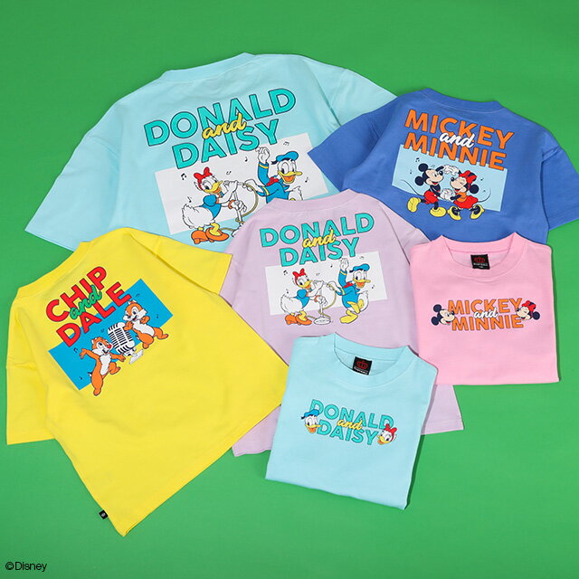 NEW 親子お揃い ディズニー バックキャラクター Tシャツ 1489A 綿100％ ベビードー...