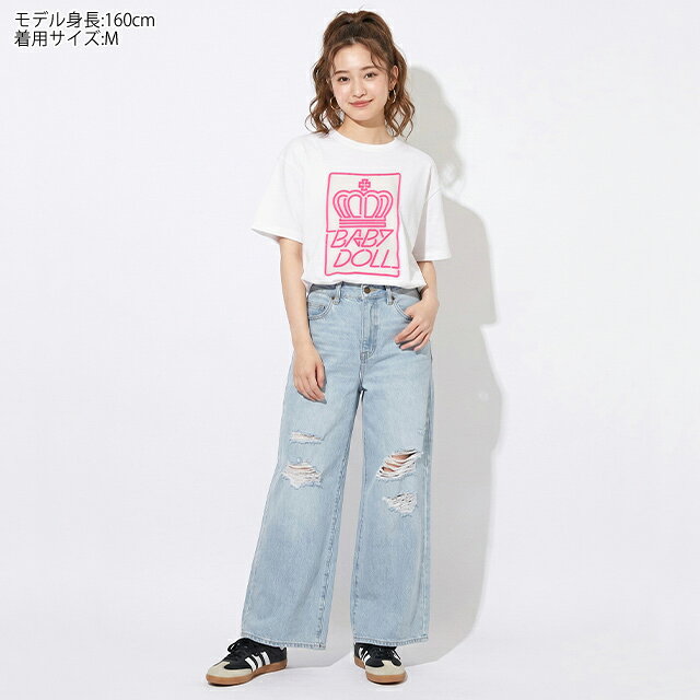 6/19一部再販 【20％OFF SALE】 親子お揃い ネオンロゴ Tシャツ 1792A 綿100％ ベビードール BABYDOLL 大人 ユニセックス 男女兼用 レディース メンズ セール starvations-10049325 BABYDOLL サンプル画像2