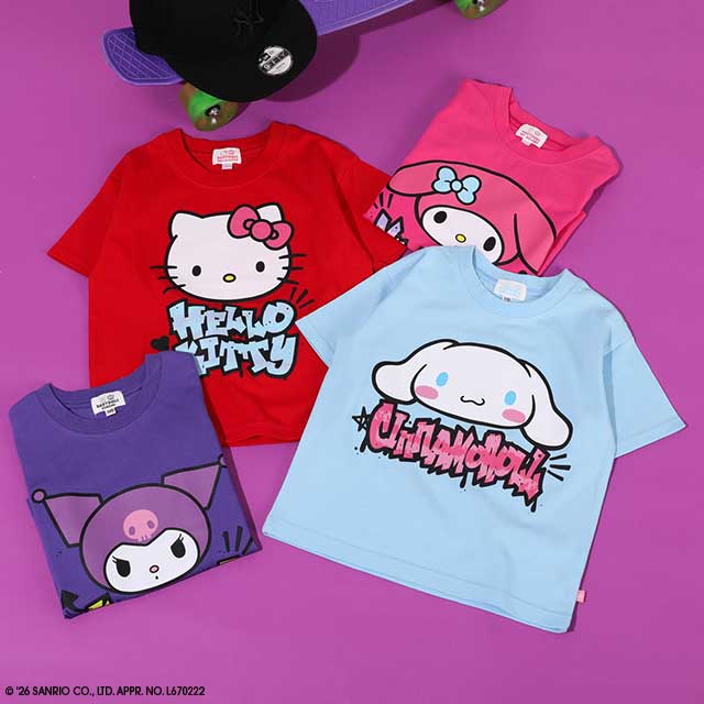 5/27NEW サンリオ グラフィティ Tシャツ 1799K ベビードール BABYDOLL 子供服 ベビー キッズ 女の子 ハローキティ クロミ マイメロディ シナモロール コラボ グッズ v10