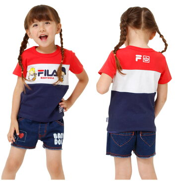 【30%OFF アウトレットSALE】BABYDOLL サンリオ FILA パティ&ジミーTシャツ-子供服 男の子 女の子 ネイビー レッド フィラ 90-130cm ベビー キッズ ベビードール starvations-1211K