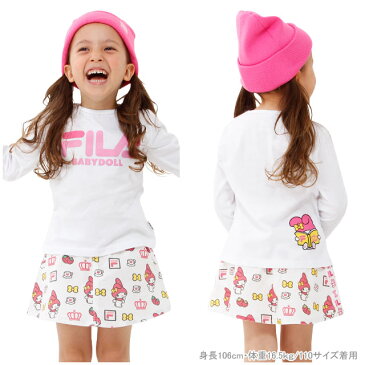 1/24〜【50%OFF ファイナルSALE】サンリオ FILA ロゴ ロンT 1308K ベビードール BABYDOLL 子供服ベビー キッズ 女の子 スポーティ スポーツMIX シンプル ハローキティ マイメロディ