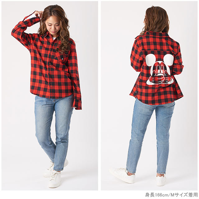 【S30】親子お揃い ディズニー キャラクター チェック シャツ 3433A ベビードール BABYDOLL 子供服 大人 ユニセックス 男女兼用 レディース メンズ コスチューム コスプレ DISNEY★Collection