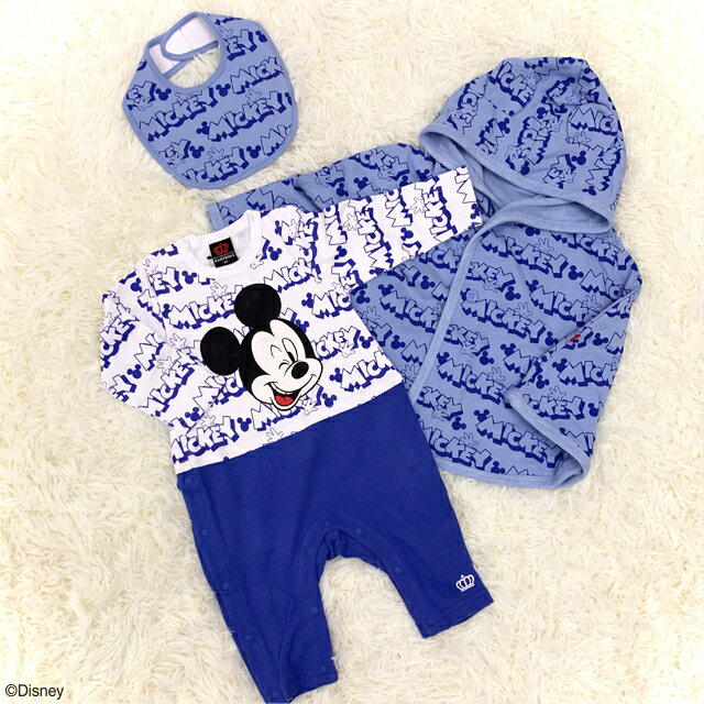 【S】 ギフトBOX付き ディズニー 3点 ギフトセット 4330B【*DY】 綿100％ ロンパース ケープ ポンチョ スタイ ベビードール BABYDOLL 子供服 ベビー DISNEY ベビー服 出産祝い プレゼント ミッキー ミニー