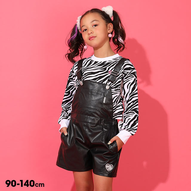 10/24NEW エコレザー サロペット 0928K ベビードール BABYDOLL 子供服 ベビー キッズ 女の子 90 100 110 120 130 140 ギャル ギャル服 Y2K