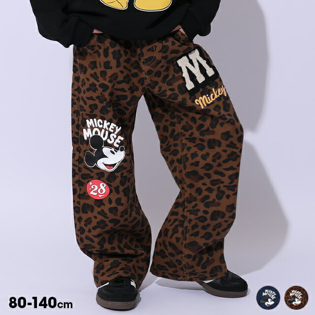 10/15NEW ディズニー ワッペン デニム ロングパンツ 1017K 綿100％ ベビードール BABYDOLL 子供服 ベビー キッズ 男の子 女の子 DISNEY ミッキー デニムパンツ ヒョウ柄のサムネイル