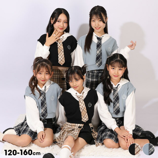 10/15NEW PINKHUNT ネクタイ付きパーカー 1080K キッズ ジュニア 女の子 PH ピンクハント ティーンズ 子供服 小学生 高学年 かわいい おしゃれ 中学生のサムネイル