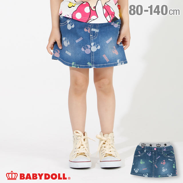 NEW ディズニー アイコン 総柄 デニム スカート 4012K ベビードール BABYDOLL 子供服 ベビー キッズ 男の子 女の子 /DISNEY★Collection