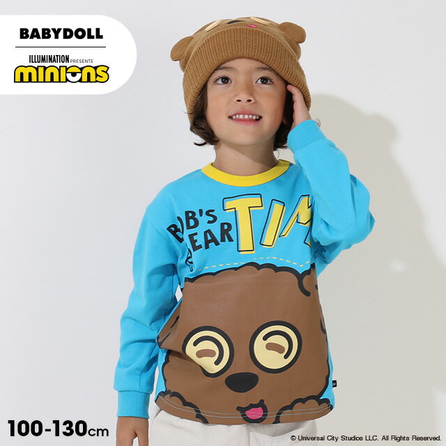 【30％OFF スプリングSALE】 ミニオン BIGフェイス ロンT 9073K ベビードール BABYDOLL 子供服 ベビー キッズ 男の子 女の子 ミニオンズ minions コラボ