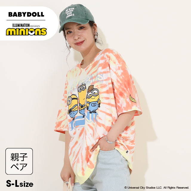 4/17NEW 親子お揃い ミニオン タイダイ Tシャツ 9289A 綿100 ベビードール BABYDOLL 大人 ユニセックス 男女兼用 レディース メンズ ミニオンズ minions