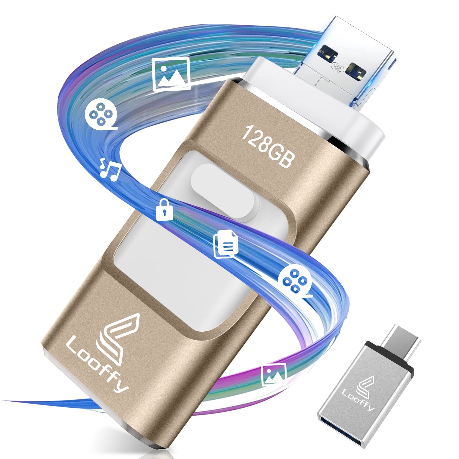 128GB usb 3.1®4in1 Phone usb꡼ եåɥ饤 եѥ IOS Android PC ͵ USB ξޤޥ USB ꡼ USB Phoneб եåɥ饤 Android ѥб ե USB ­