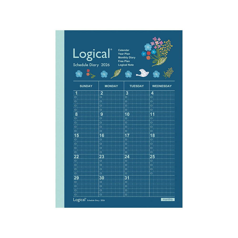 ナカバヤシ ロジカルダイアリー2026月間ノートタイプA B6 フラワー NS-B602-26AS2 B6 月間ブロック 2025.12〜2027.3