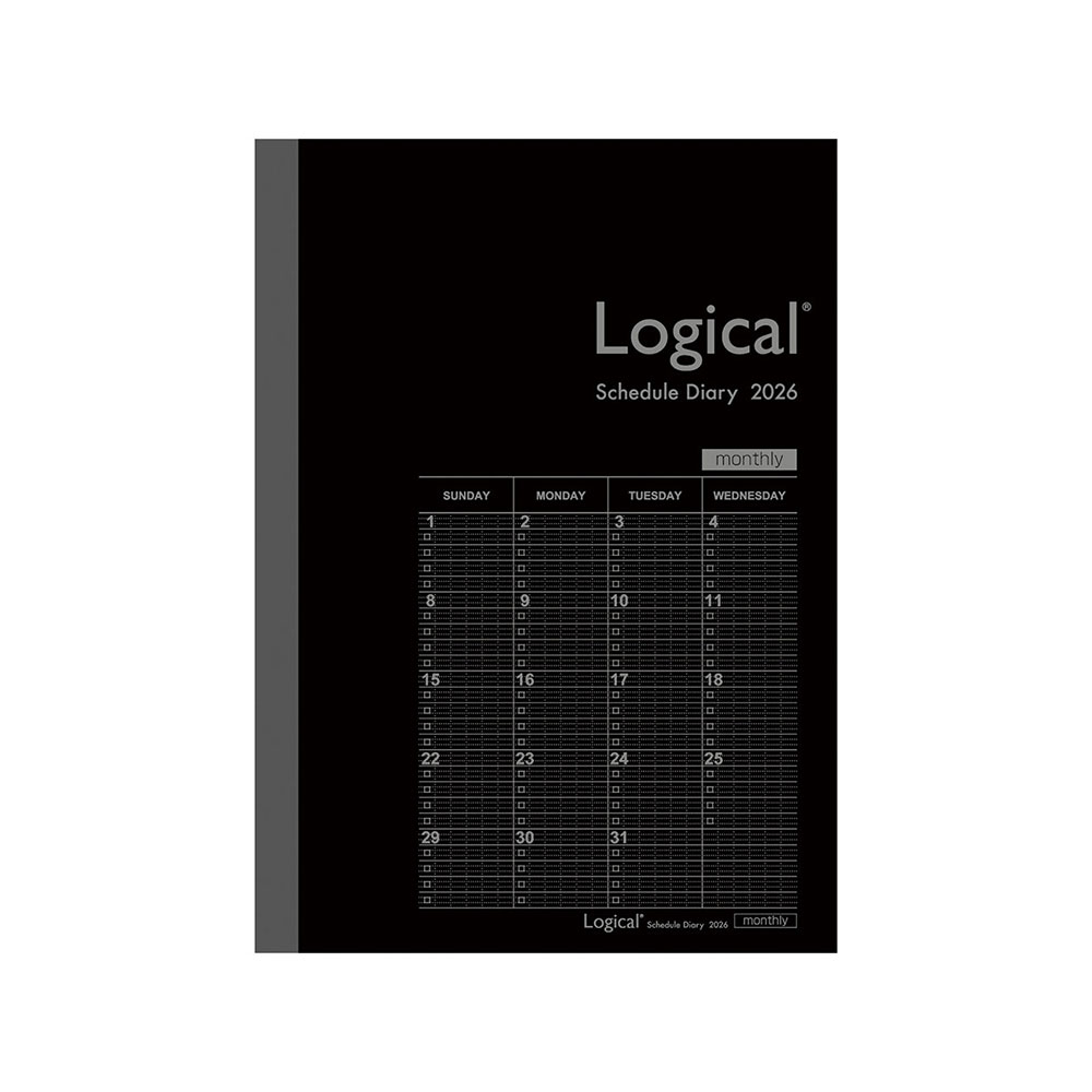 ナカバヤシ ロジカルダイアリー2026月間ノートタイプB B6 ブラック NS-B602-26BD B6 月間ブロック 2025.12〜2027.3