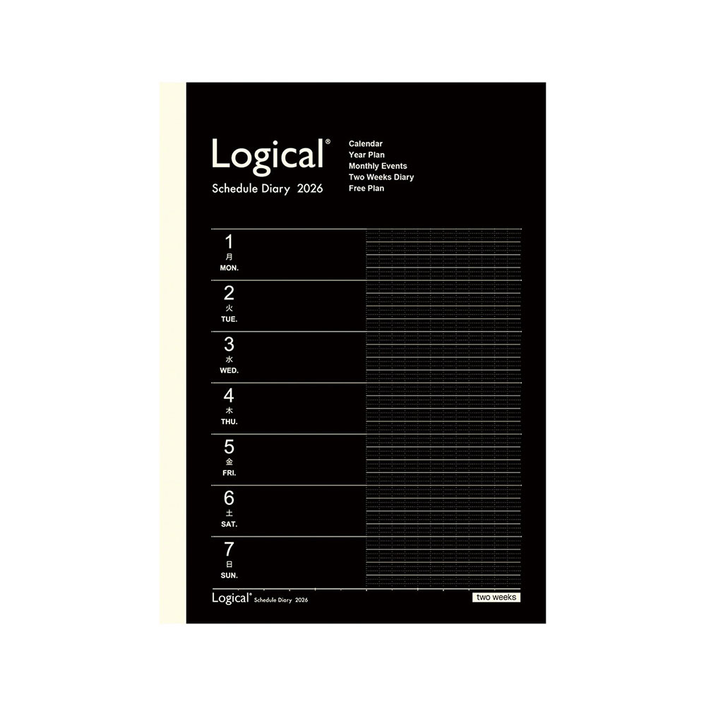 ナカバヤシ ロジカルダイアリー2026見開き2週間A A5 ブラック NS-A504-26AD A5 2025.12.29～2027.1.10