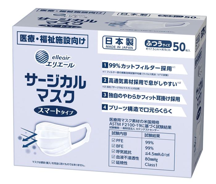 エリエールサージカルマスクスマートタイプ普通サイズ50枚入り 52412 サージカルマスク マスク 50枚 普通サイズ 使い捨てマスク 不織布マスク 高性能 ウイルス対策 花粉対策