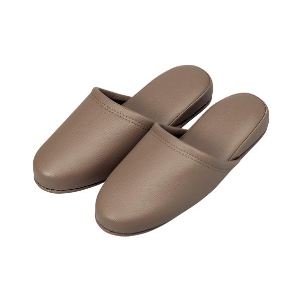 オーミケンシ　抗菌レザー調スリッパ10足キャメルブラ　36036 (10P)