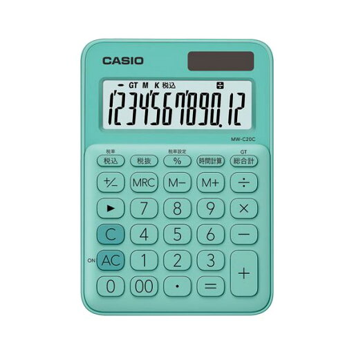 カシオ カラフルミニジャスト電卓 ミントグリーン MW-C20C-GN-N カシオ カラフルミニジャスト電卓 ミントグリーン MW-C20C-GN-N