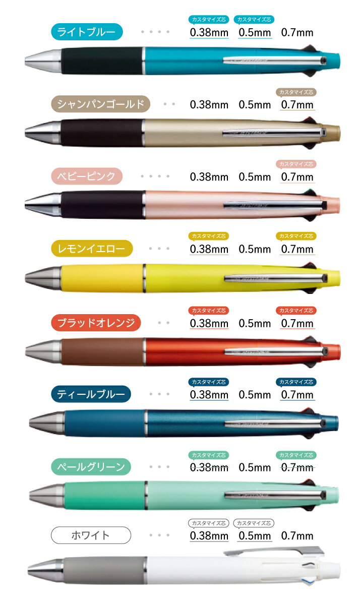 9月1日5％OFFクーポン配布中 まとめ買いクーポン! ボールペン 名入れ 三菱鉛筆 ジェットストリーム 4＆1 ボールペン(0.38mm 0.5mm 0.7mm)+シャープペン MSXE5-1000 ボールペン ※メーカー設定に無いカラー×芯サイズの組み合わせも当店で入れ替えて販売中！